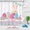 Colorful Flowers Easter Rabbit Shower Curtain With Funny Eggs For Bathroom Decor