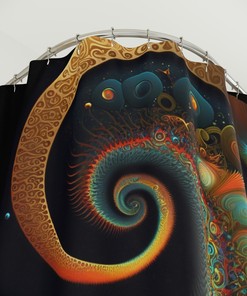 Colorful Fractal Spiral Art Shower Curtain, Unique Bathroom Decor