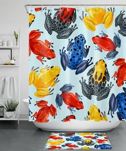 Colorful Funny Frog Shower Curtain - Cute Animal Bathroom Decor