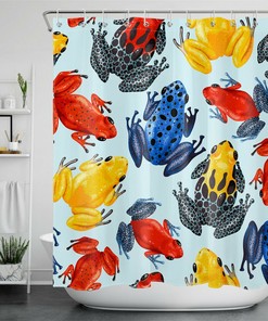 Colorful Funny Frog Shower Curtain - Cute Animal Bathroom Decor