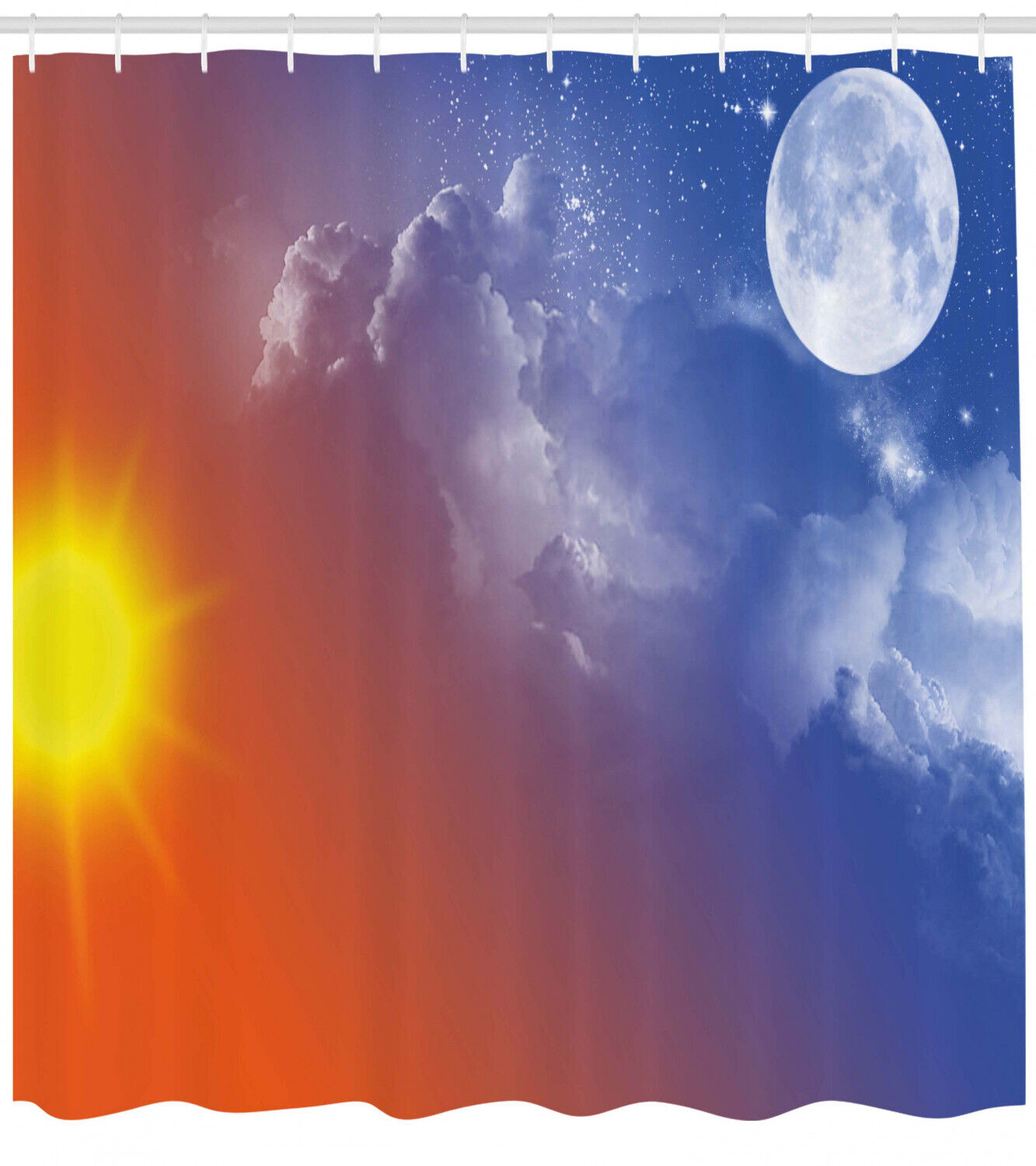 Colorful Galaxy Sun Clouds Print Shower Curtain For Apartment Bathroom - Image 2