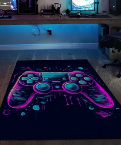 Colorful Gaming Carpet for Game Room or Bedroom, Teen Boys' Shufflezone Game Controller Area Rug