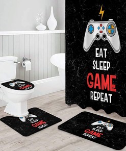 Colorful Gaming-Themed Video Game Art Shower Curtain - Fun Bathroom Decor