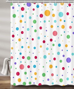 Colorful Geometric Cute Polka Dot Rainbow Shower Curtain for Kid's Bathroom Decor- Waterproof and Fun