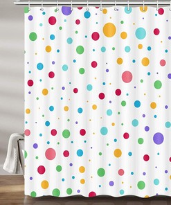 Colorful Geometric Cute Polka Dot Rainbow Shower Curtain for Kid's Bathroom Decor- Waterproof and Fun