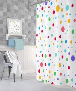 Colorful Geometric Cute Polka Dot Rainbow Shower Curtain for Kid's Bathroom Decor- Waterproof and Fun