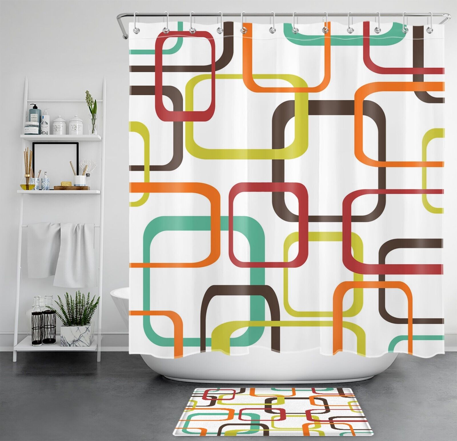 Colorful Geometric Modern Art Shower Curtain For Vibrant Bathroom Style