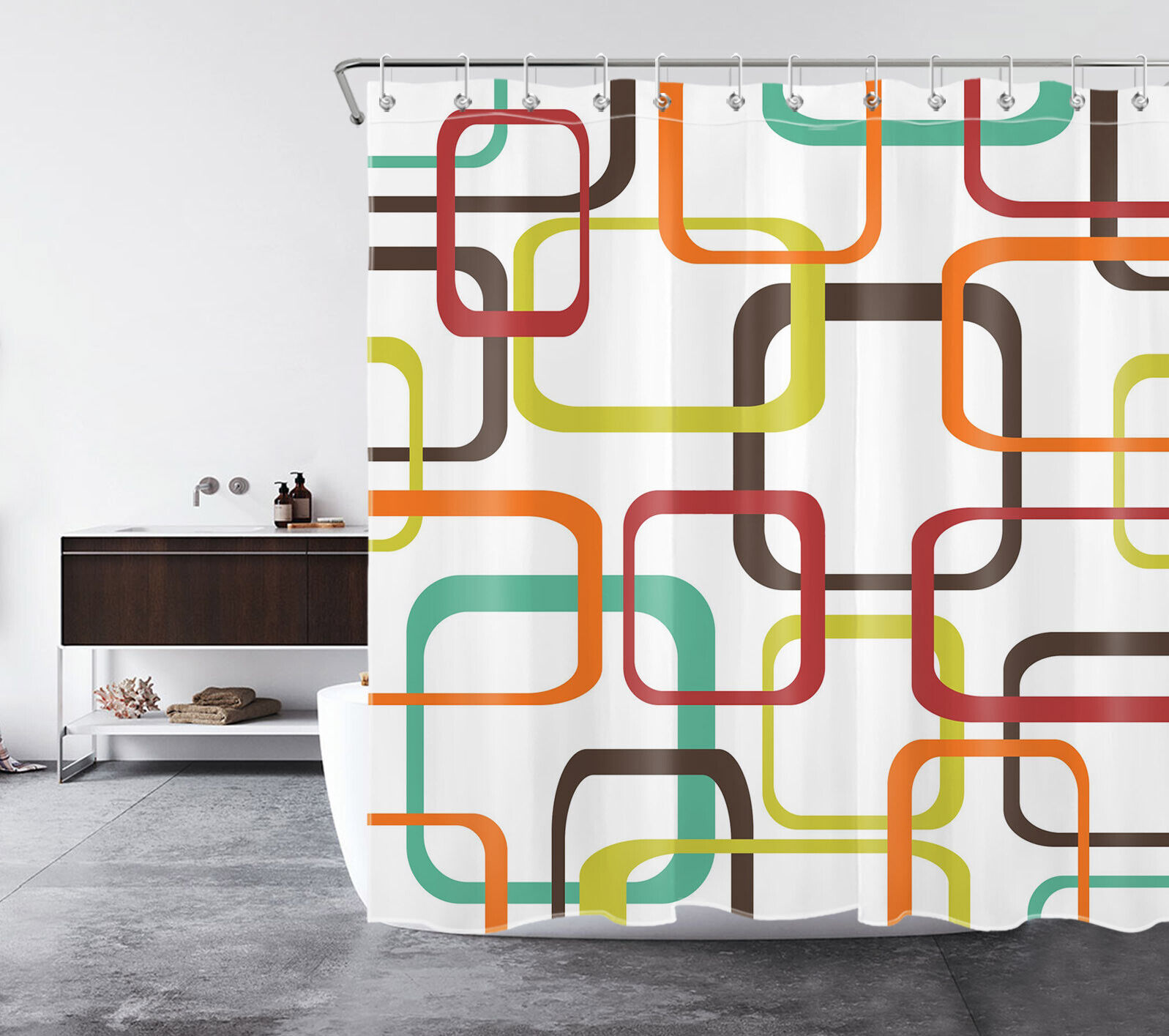 Colorful Geometric Modern Art Shower Curtain For Vibrant Bathroom Style - Image 2