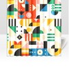 Colorful Geometric Pattern Bauhaus Shower Curtain For Home Decor