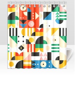 Colorful Geometric Pattern Bauhaus Shower Curtain For Home Decor