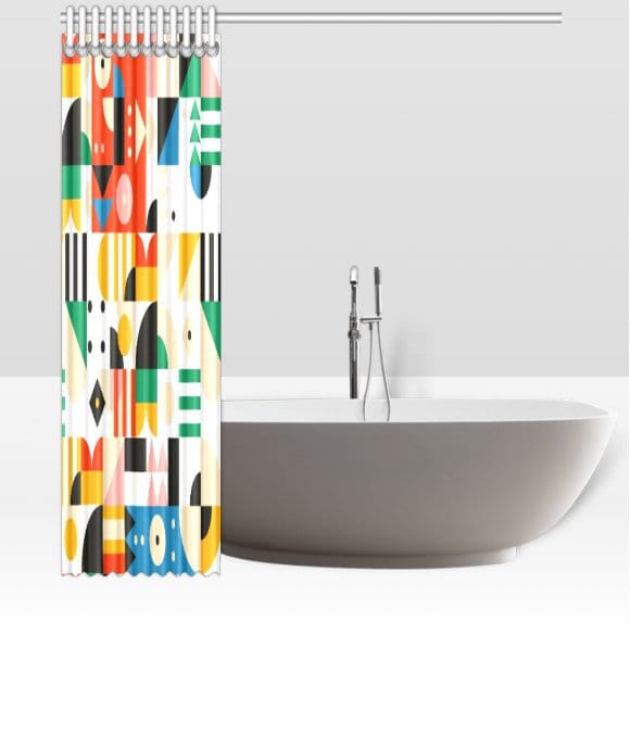 Colorful Geometric Pattern Bauhaus Shower Curtain For Home Decor - Image 3