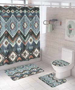 Colorful Geometric Pattern Shower Curtain For Modern Bathroom Decor