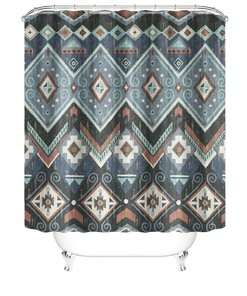 Colorful Geometric Pattern Shower Curtain For Modern Bathroom Decor