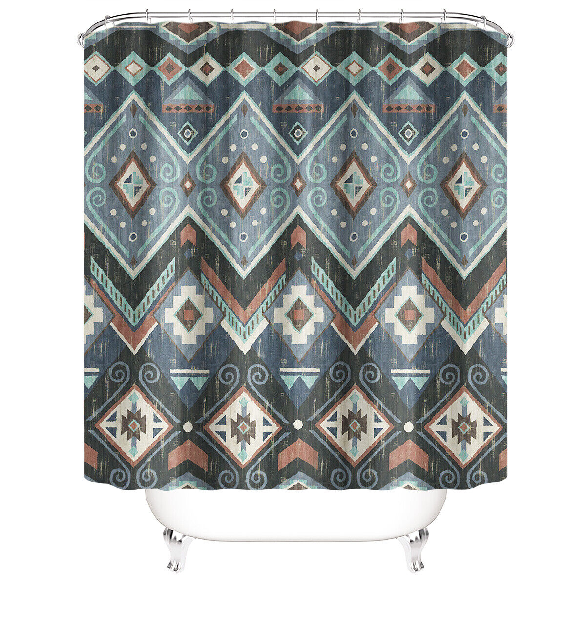 Colorful Geometric Pattern Shower Curtain For Modern Bathroom Decor