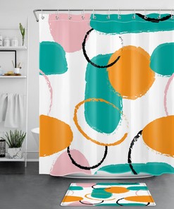 Colorful Geometric Patterns Print Shower Curtain for Modern Art Bathroom Decor