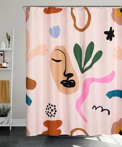Colorful Geometric Shower Curtain For Contemporary Bathroom