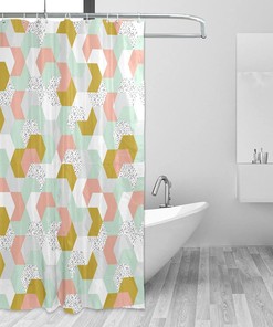 Colorful Geometric Shower Curtain Modern Home Bathroom Hotel Spa Decorations Waterproof Fabric