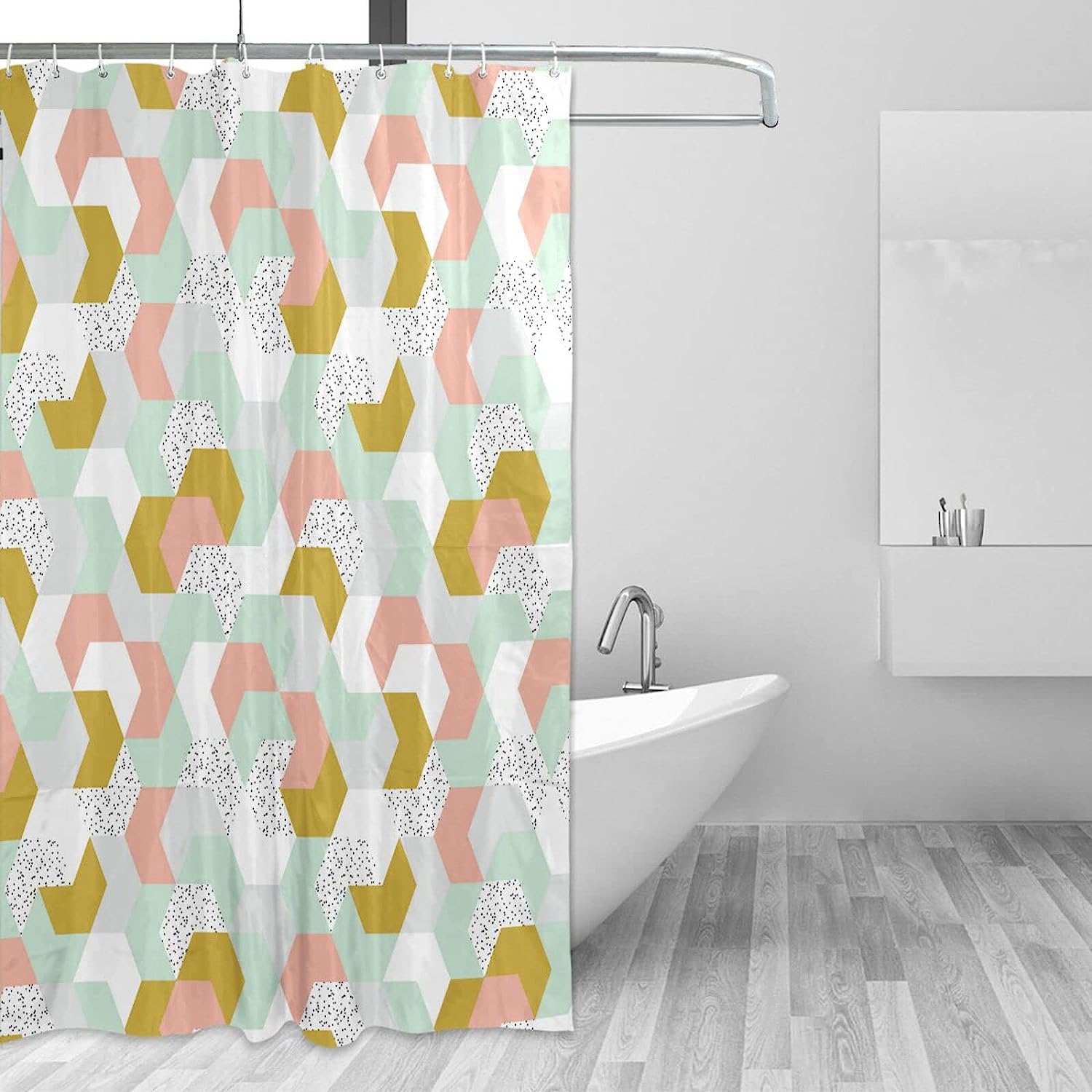 Colorful Geometric Shower Curtain Modern Home Bathroom Hotel Spa Decorations Waterproof Fabric