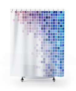 Colorful Geometric Squares Shower Curtain for a Modern Bathroom Decor