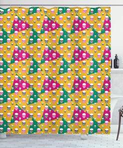 Colorful Geometric Triangle Design Head Bones Shower Curtain