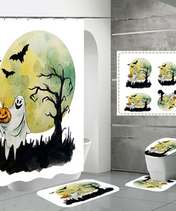 Colorful Ghost Moon Waterproof Shower Curtain For Elegant Bathroom Decor