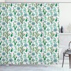 Colorful Hand Painted Style Plant Saguaro Prickly Pear Succulents Spikes Arrangement Shower Curtain