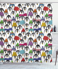 Colorful Hats And Scarfs Cold Winter Fun Art Shower Curtain
