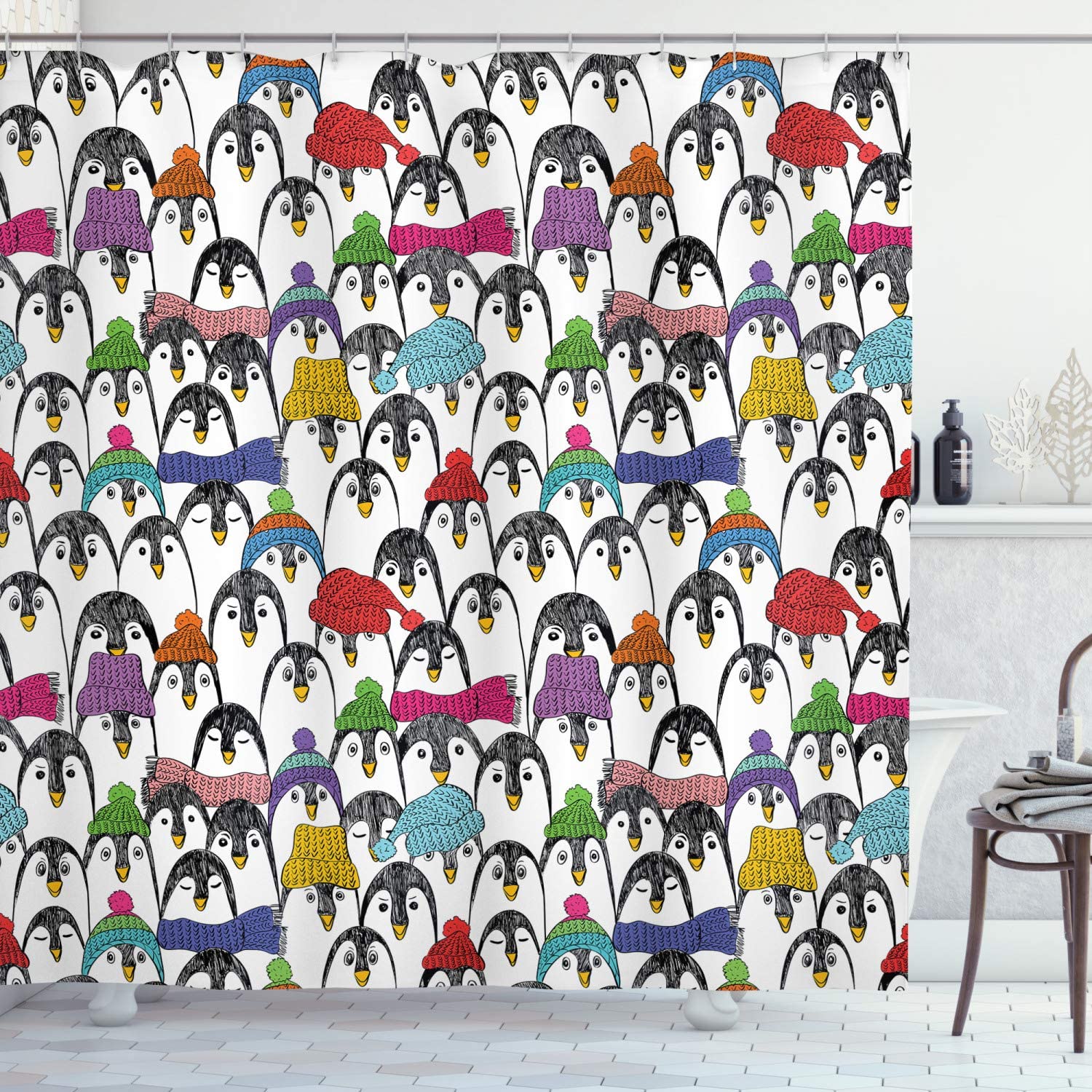 Colorful Hats And Scarfs Cold Winter Fun Art Shower Curtain