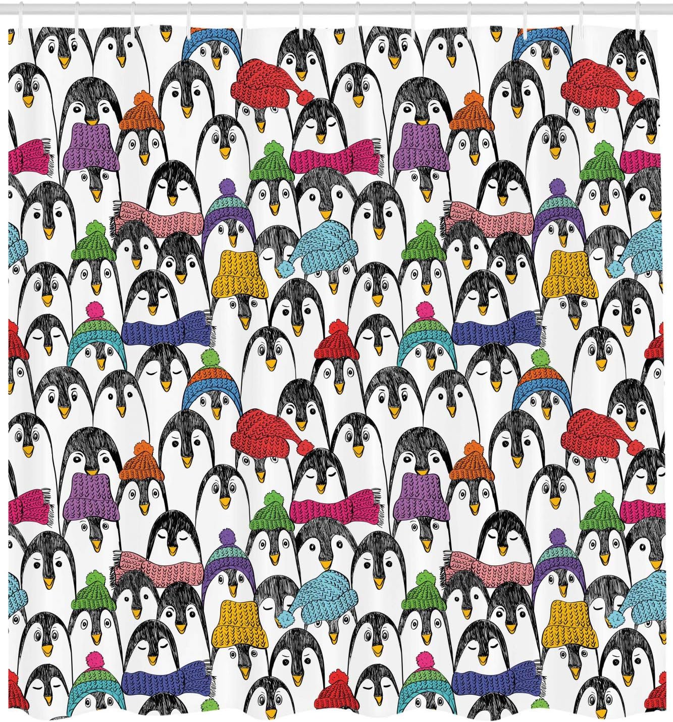 Colorful Hats And Scarfs Cold Winter Fun Art Shower Curtain - Image 2