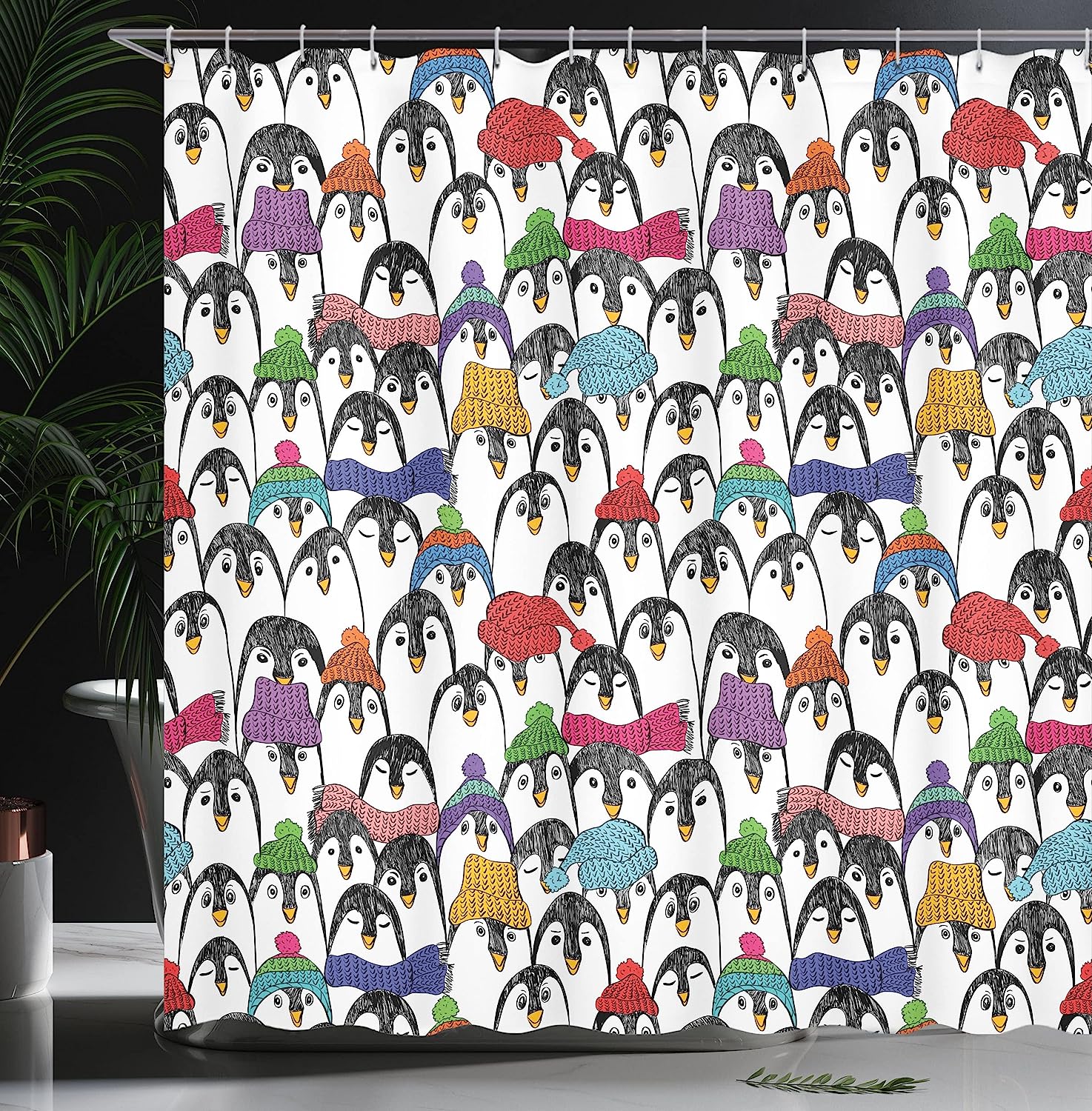 Colorful Hats And Scarfs Cold Winter Fun Art Shower Curtain - Image 3