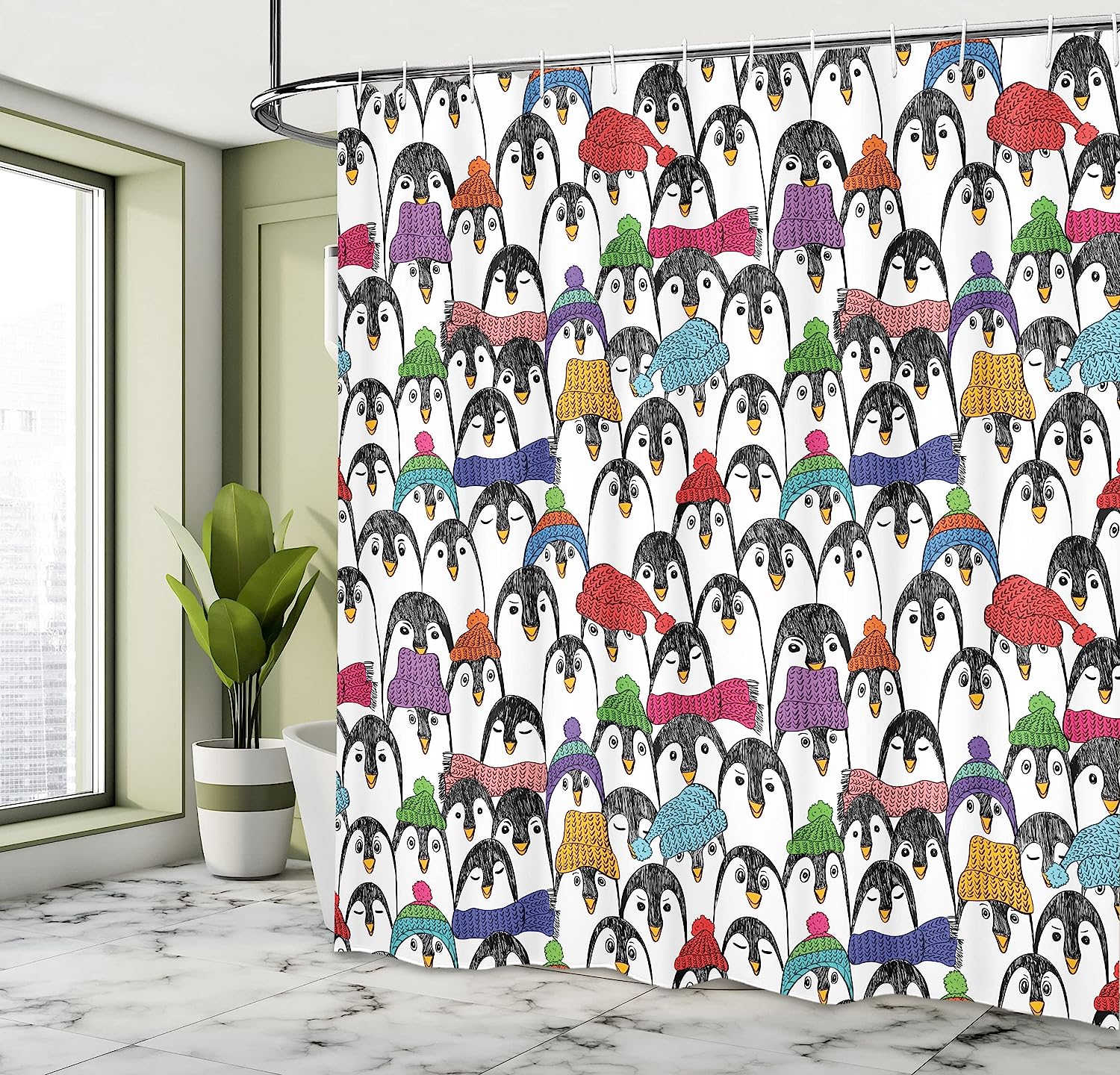 Colorful Hats And Scarfs Cold Winter Fun Art Shower Curtain - Image 4