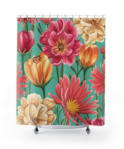 Colorful Hawaii Island Shower Curtain For Eclectic Bathroom Home Decor