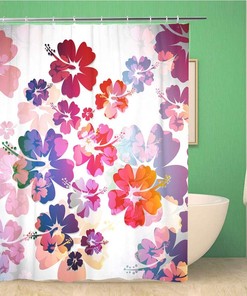 Colorful Hawaiian Flower Pattern Shower Curtain