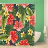 Colorful Hawaiian Flowers on Dark Hibiscus Shower Curtain