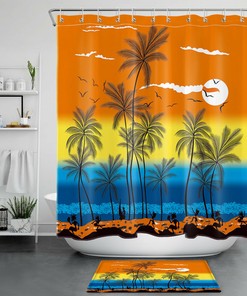 Colorful Hawaiian Hula Shower Curtain - Palm Beach Bathroom Accessory