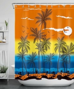 Colorful Hawaiian Hula Shower Curtain - Palm Beach Bathroom Accessory