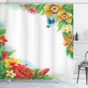 Colorful Hawaiian Tropical Flowers Shower Curtain With Hummingbirds
