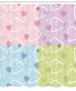 Colorful Heart Dots Shower Curtain | Valentine's Day Print for Bathroom