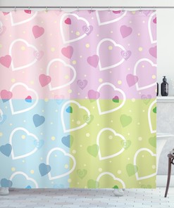 Colorful Heart Dots Shower Curtain | Valentine's Day Print for Bathroom
