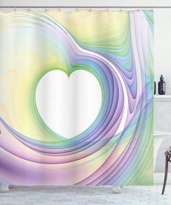 Colorful Heart Print Shower Curtain For Cheerful Bathroom Decor