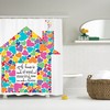 Colorful Hearts Love Home Inspirational Family Quotes Shower Curtain For Happy Bathroom Decor