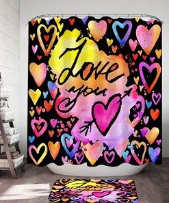 Colorful Hearts Shower Curtain for Love You - Unique Shower Curtains