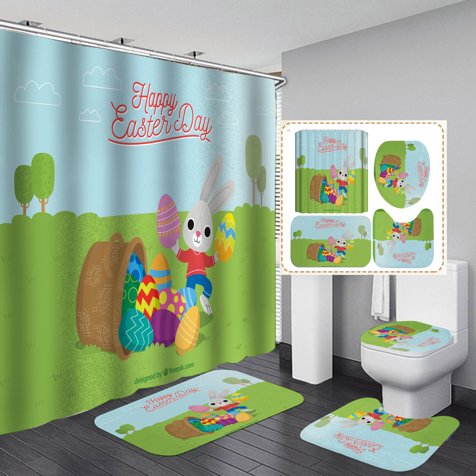 Colorful Highland Cow Grassland Shower Curtain Fun And Whimsical Bathroom Accessory