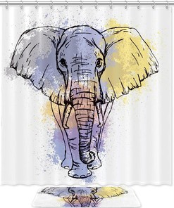 Colorful Hipster Elephant Shower Curtain For Boho Bathroom Decor