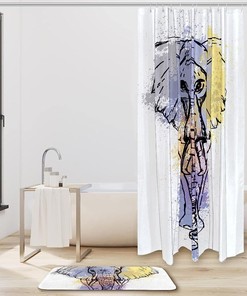 Colorful Hipster Elephant Shower Curtain For Boho Bathroom Decor