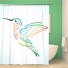 Colorful Hummingbird Green Bird Flying Wood Shower Curtain with Blue Pattern for Bathroom Decoration by Topyee