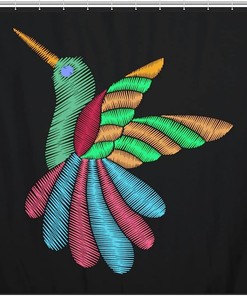 Colorful Hummingbird Printed Fabric Shower Curtain For Vibrant Bathroom Decoration
