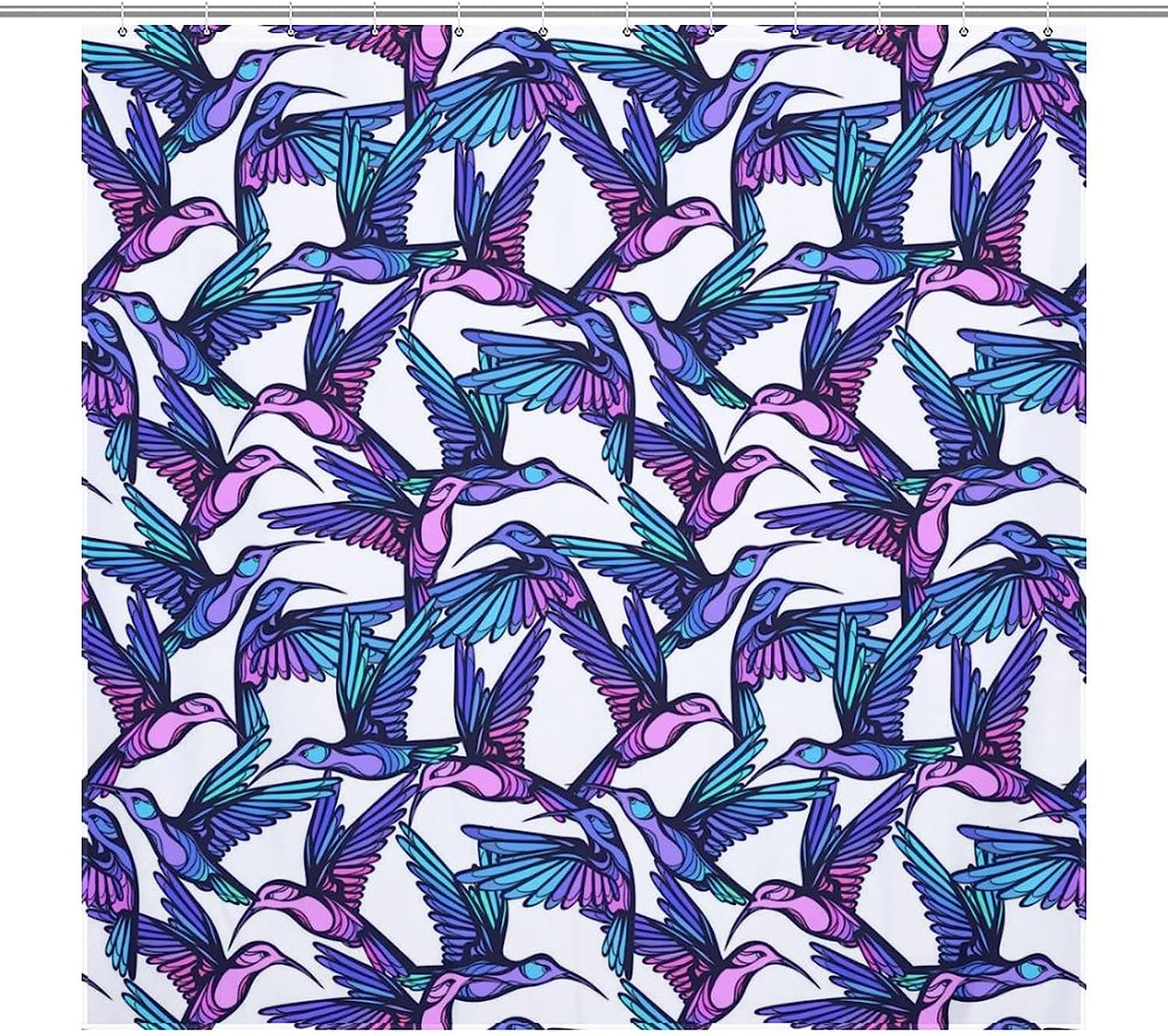 Colorful Hummingbirds Print Shower Curtain For Cheerful Bathroom Decor