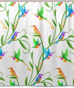 Colorful Hummingbirds Shower Curtain For Nature Inspired Bathroom Decor