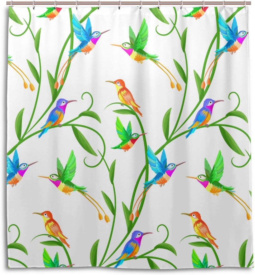 Colorful Hummingbirds Shower Curtain For Nature Inspired Bathroom Decor